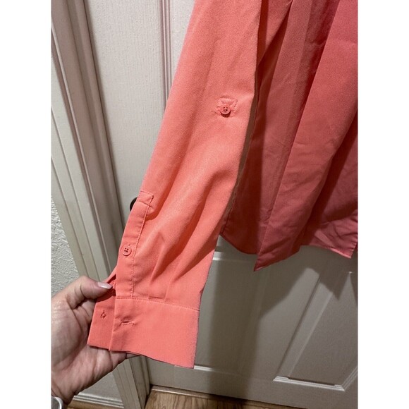 Banana Republic Tie Long Sleeve Blouse Top Salmon Petite XS - Picture 7 of 10
